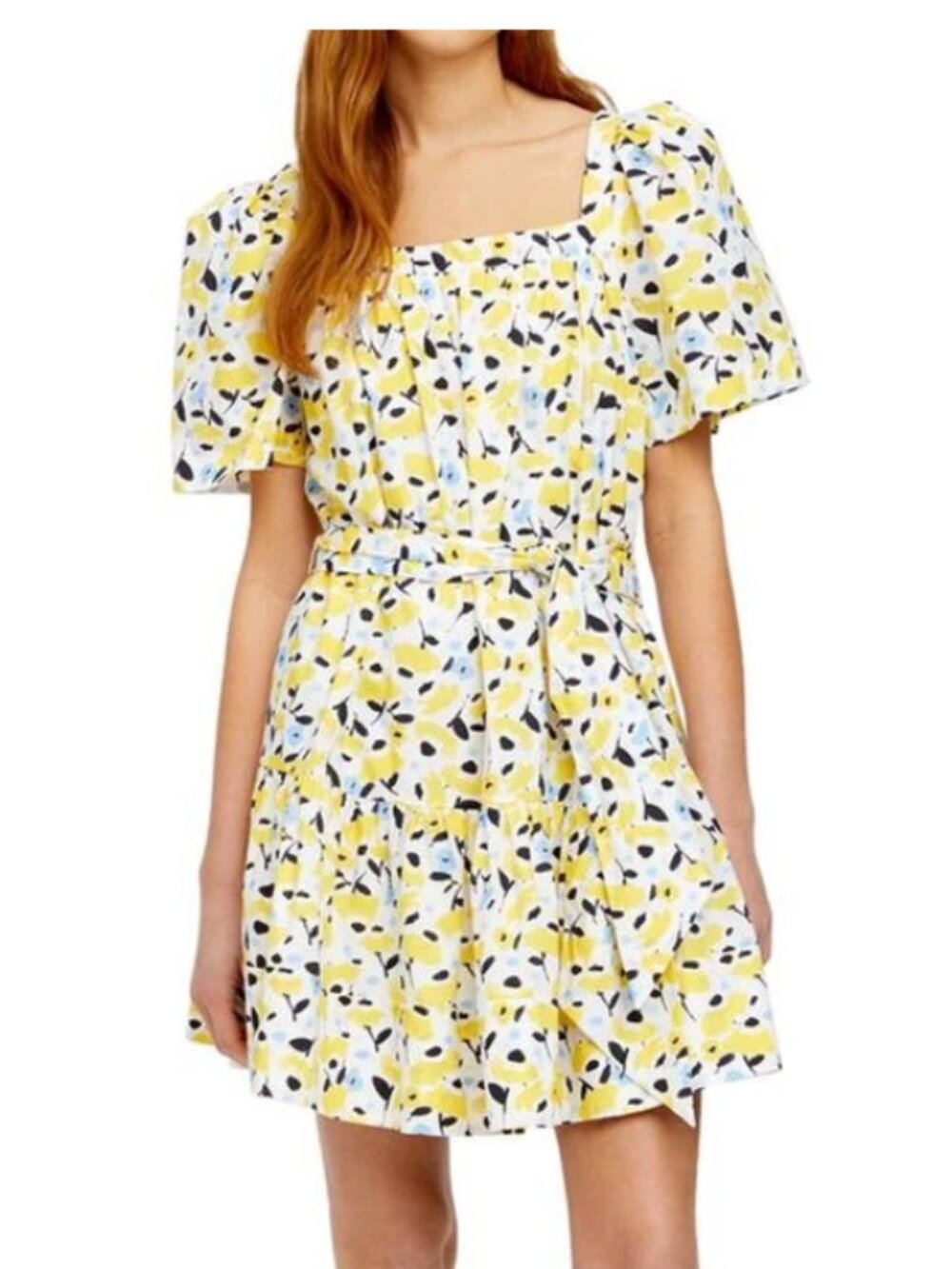 Tanya Taylor‎ Serena Dress Yellow Floral Cotton Mini Belted Small